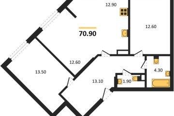 Фото №1: 2-комнатная квартира 71 м², 3/16 эт. - Краснодар, мкр. Догма Парк,