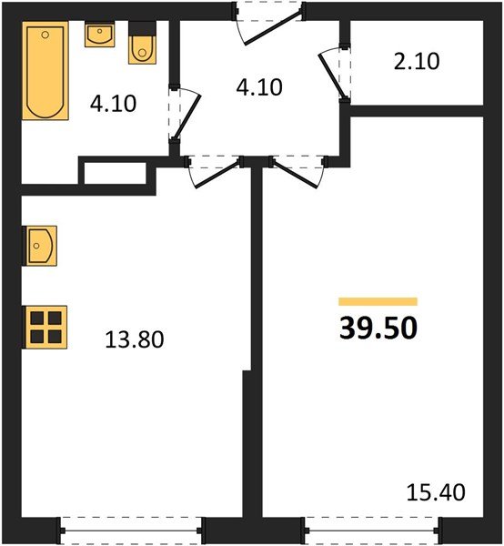 Фото №1: 1-комнатная квартира 39&nbsp;м², 3/16&nbsp;эт. - Краснодар, Прикубанский внутригородской округ, мкр. Догма Парк