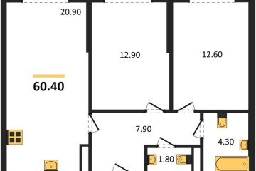 Фото №1: 2-комнатная квартира 60 м², 11/16 эт. - Краснодар, мкр. Догма Парк,