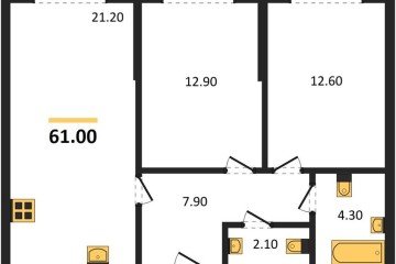 Фото №1: 2-комнатная квартира 61 м², 2/16 эт. - Краснодар, мкр. Догма Парк,