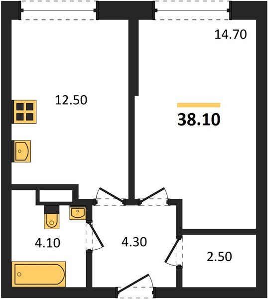 Фото №1: 1-комнатная квартира 38&nbsp;м², 6/16&nbsp;эт. - Краснодар, Прикубанский внутригородской округ, мкр. Догма Парк