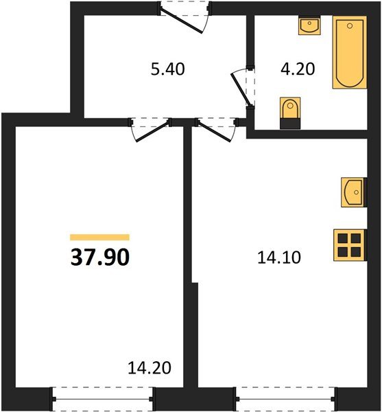 Фото №1: 1-комнатная квартира 37&nbsp;м², 2/16&nbsp;эт. - Краснодар, Прикубанский внутригородской округ, мкр. Догма Парк