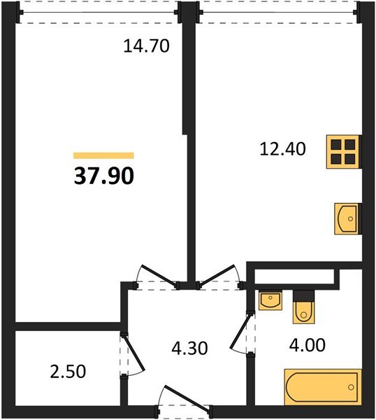 Фото №1: 1-комнатная квартира 37&nbsp;м², 15/16&nbsp;эт. - Краснодар, Прикубанский внутригородской округ, мкр. Догма Парк