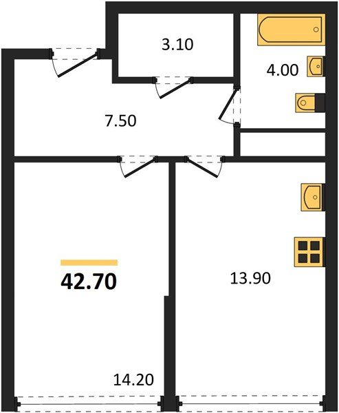 Фото №1: 1-комнатная квартира 42&nbsp;м², 15/16&nbsp;эт. - Краснодар, Прикубанский внутригородской округ, мкр. Догма Парк