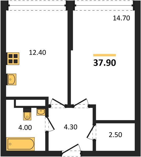 Фото №1: 1-комнатная квартира 37&nbsp;м², 15/16&nbsp;эт. - Краснодар, Прикубанский внутригородской округ, мкр. Догма Парк