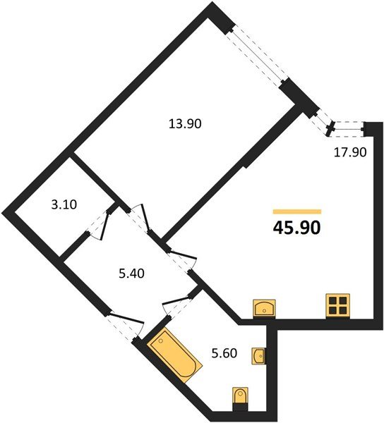 Фото №1: 1-комнатная квартира 45&nbsp;м², 2/16&nbsp;эт. - Краснодар, Прикубанский внутригородской округ, мкр. Догма Парк