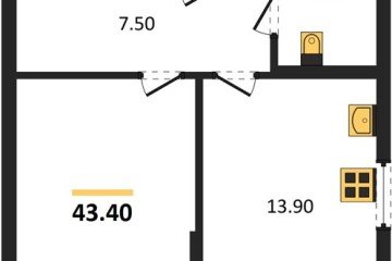 Фото №1: 1-комнатная квартира 43 м², 2/16 эт. - Краснодар, мкр. Догма Парк,