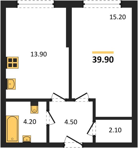 Фото №1: 1-комнатная квартира 39&nbsp;м², 2/16&nbsp;эт. - Краснодар, Прикубанский внутригородской округ, мкр. Догма Парк