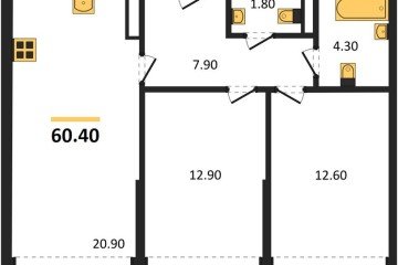 Фото №1: 2-комнатная квартира 60 м², 12/16 эт. - Краснодар, мкр. Догма Парк,