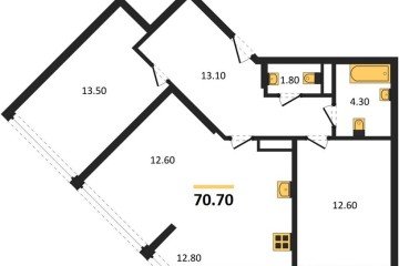 Фото №1: 2-комнатная квартира 70 м², 11/16 эт. - Краснодар, мкр. Догма Парк,