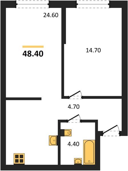 Фото №1: 1-комнатная квартира 48&nbsp;м², 2/16&nbsp;эт. - Краснодар, Прикубанский внутригородской округ, мкр. Догма Парк