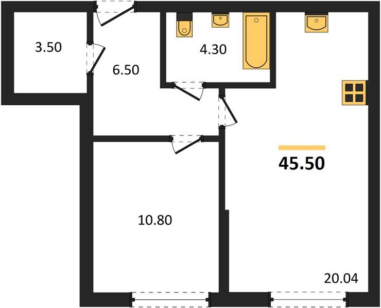 Фото №1: 1-комнатная квартира 45&nbsp;м², 2/16&nbsp;эт. - Краснодар, Прикубанский внутригородской округ, мкр. Догма Парк