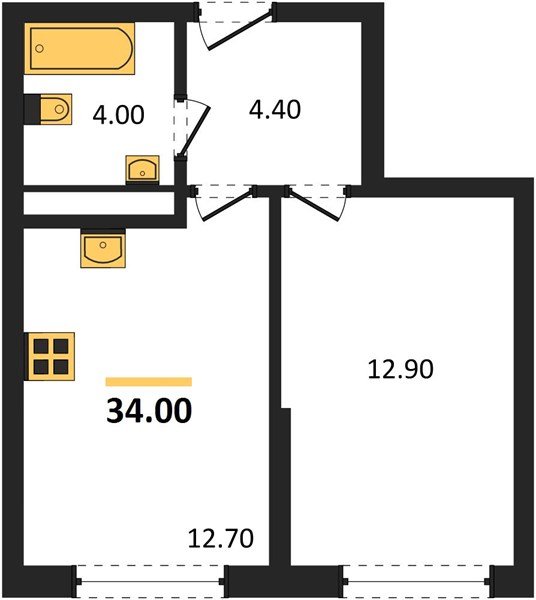 Фото №1: 1-комнатная квартира 34&nbsp;м², 12/16&nbsp;эт. - Краснодар, Прикубанский внутригородской округ, мкр. Догма Парк