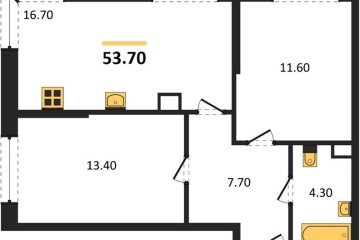 Фото №1: 2-комнатная квартира 53 м², 6/16 эт. - Краснодар, мкр. Догма Парк,