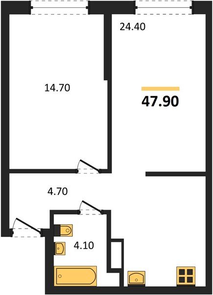 Фото №1: 1-комнатная квартира 47&nbsp;м², 7/16&nbsp;эт. - Краснодар, Прикубанский внутригородской округ, мкр. Догма Парк