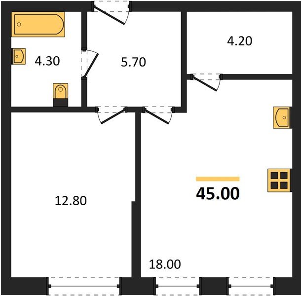 Фото №1: 1-комнатная квартира 45&nbsp;м², 2/16&nbsp;эт. - Краснодар, Прикубанский внутригородской округ, мкр. Догма Парк