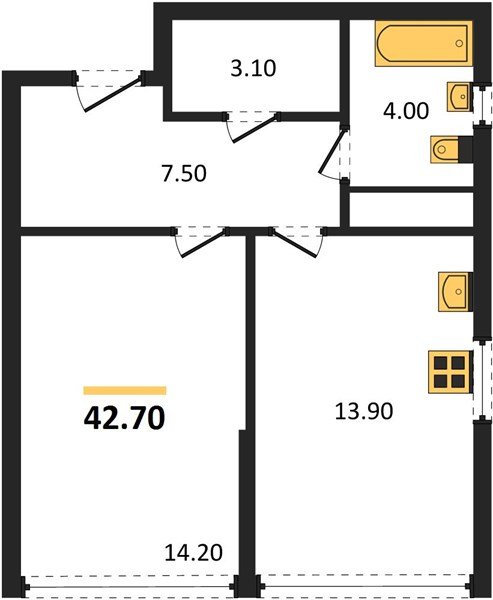 Фото №1: 1-комнатная квартира 42&nbsp;м², 15/16&nbsp;эт. - Краснодар, Прикубанский внутригородской округ, мкр. Догма Парк