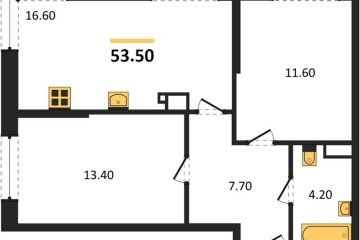 Фото №1: 2-комнатная квартира 53 м², 15/16 эт. - Краснодар, мкр. Догма Парк,