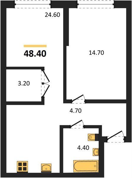 Фото №1: 1-комнатная квартира 48&nbsp;м², 2/16&nbsp;эт. - Краснодар, Прикубанский внутригородской округ, Прикубанский внутригородской округ, Догма Парк, мкр. Догма Парк
