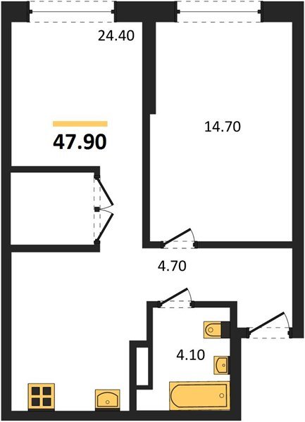 Фото №1: 1-комнатная квартира 47&nbsp;м², 6/16&nbsp;эт. - Краснодар, Прикубанский внутригородской округ, Прикубанский внутригородской округ, Догма Парк, мкр. Догма Парк