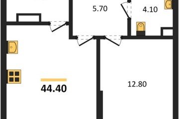 Фото №1: 1-комнатная квартира 44 м², 7/16 эт. - Краснодар, мкр. Догма Парк,