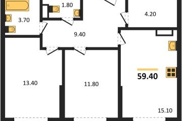 Фото №1: 2-комнатная квартира 59 м², 12/16 эт. - Краснодар, мкр. Догма Парк,