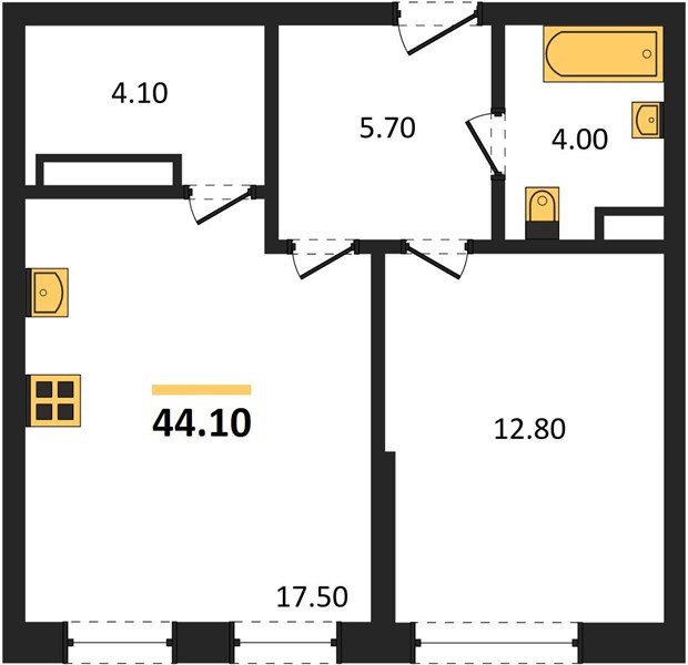 Фото №1: 1-комнатная квартира 44&nbsp;м², 12/16&nbsp;эт. - Краснодар, Прикубанский внутригородской округ, Прикубанский внутригородской округ, Догма Парк, мкр. Догма Парк