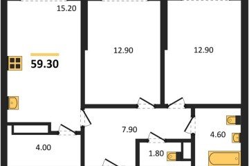 Фото №1: 2-комнатная квартира 59 м², 11/16 эт. - Краснодар, мкр. Догма Парк,