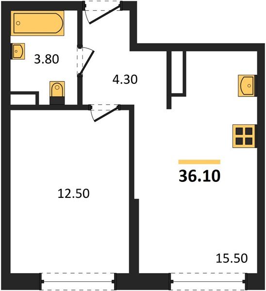 Фото №1: 1-комнатная квартира 36&nbsp;м², 12/16&nbsp;эт. - Краснодар, Прикубанский внутригородской округ, Прикубанский внутригородской округ, Догма Парк, мкр. Догма Парк