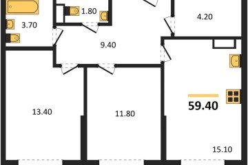 Фото №1: 2-комнатная квартира 59 м², 12/16 эт. - Краснодар, мкр. Догма Парк, ул. Марины Цветаевой, 34