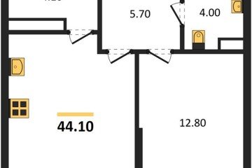 Фото №1: 1-комнатная квартира 44 м², 12/16 эт. - Краснодар, мкр. Догма Парк, ул. Марины Цветаевой, 34