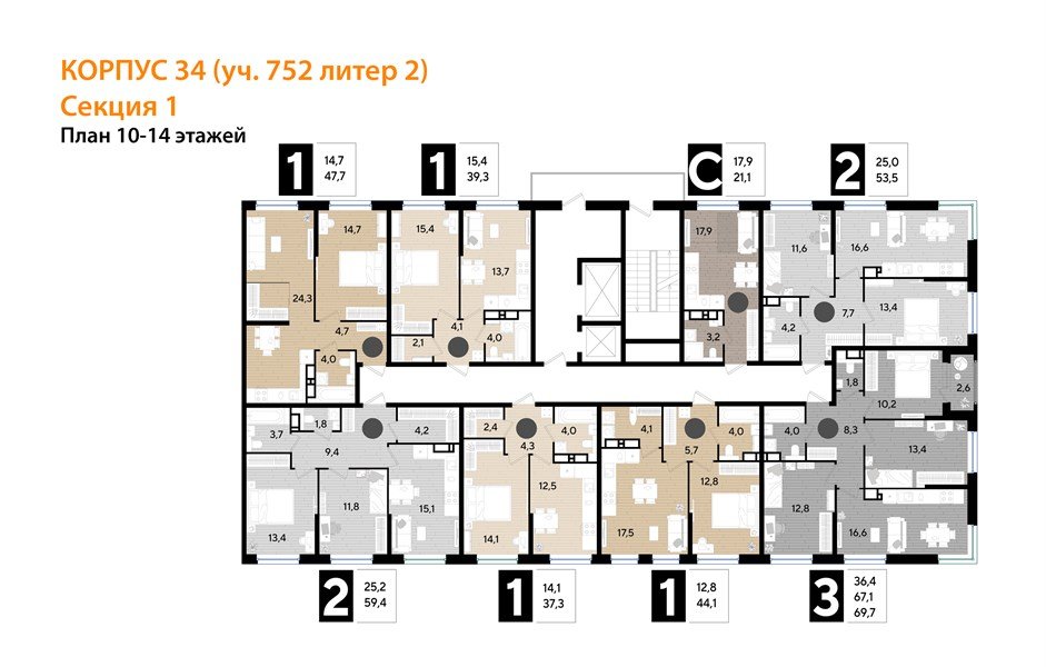 Фото №8: Студия 21&nbsp;м², 11/16&nbsp;эт. - Краснодар, Прикубанский внутригородской округ, мкр. Догма Парк, ул. Марины Цветаевой, 34