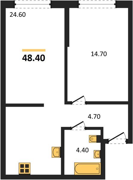 Фото №1: 1-комнатная квартира 48&nbsp;м², 2/16&nbsp;эт. - Краснодар, Прикубанский внутригородской округ, мкр. Догма Парк, ул. Марины Цветаевой, 34