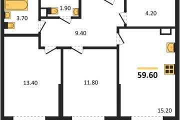Фото №1: 2-комнатная квартира 59 м², 3/16 эт. - Краснодар, мкр. Догма Парк, ул. Марины Цветаевой, 34