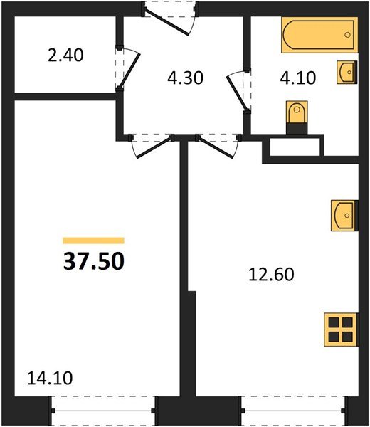 Фото №1: 1-комнатная квартира 37&nbsp;м², 6/16&nbsp;эт. - Краснодар, Прикубанский внутригородской округ, мкр. Догма Парк, ул. Марины Цветаевой, 34