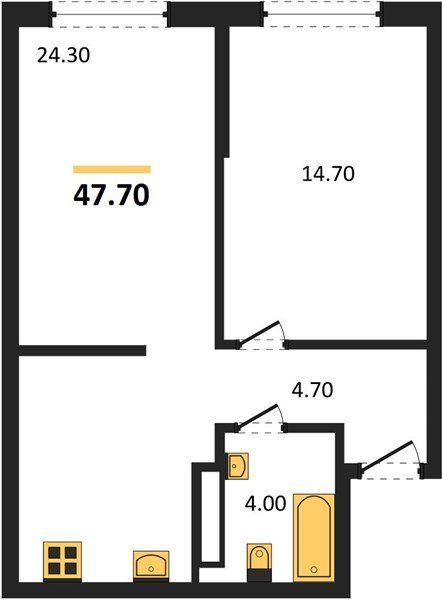 Фото №1: 1-комнатная квартира 47&nbsp;м², 11/16&nbsp;эт. - Краснодар, Прикубанский внутригородской округ, мкр. Догма Парк, ул. Марины Цветаевой, 34