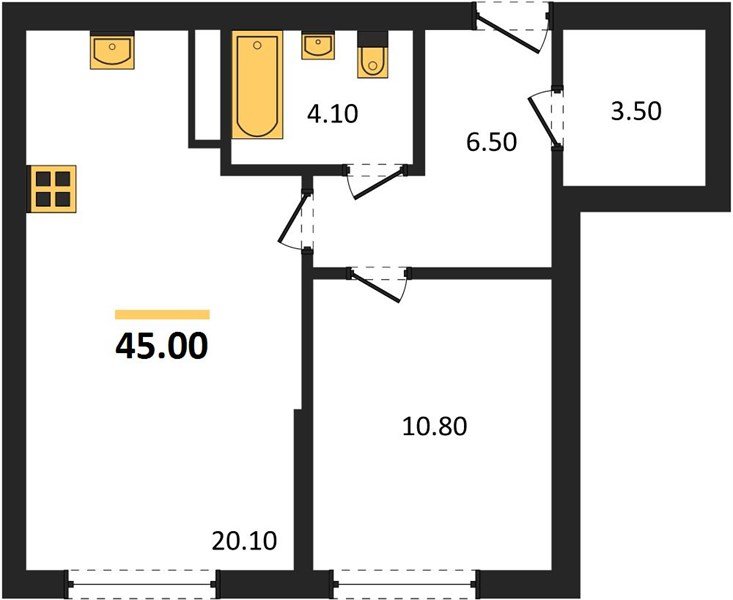 Фото №1: 1-комнатная квартира 45&nbsp;м², 3/16&nbsp;эт. - Краснодар, Прикубанский внутригородской округ, мкр. Догма Парк, ул. Марины Цветаевой, 34