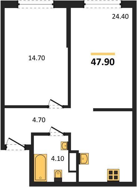 Фото №1: 1-комнатная квартира 47&nbsp;м², 3/16&nbsp;эт. - Краснодар, Прикубанский внутригородской округ, мкр. Догма Парк, ул. Марины Цветаевой, 34