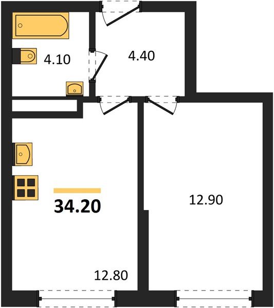 Фото №1: 1-комнатная квартира 34&nbsp;м², 7/16&nbsp;эт. - Краснодар, Прикубанский внутригородской округ, мкр. Догма Парк, ул. Марины Цветаевой, 34