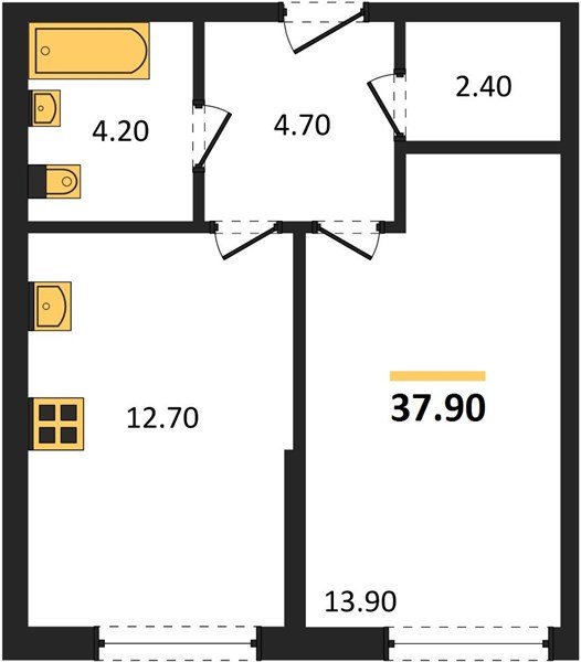Фото №1: 1-комнатная квартира 37&nbsp;м², 2/16&nbsp;эт. - Краснодар, Прикубанский внутригородской округ, мкр. Догма Парк, ул. Марины Цветаевой, 34