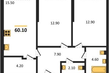 Фото №1: 2-комнатная квартира 60 м², 2/16 эт. - Краснодар, мкр. Догма Парк, ул. Марины Цветаевой, 34