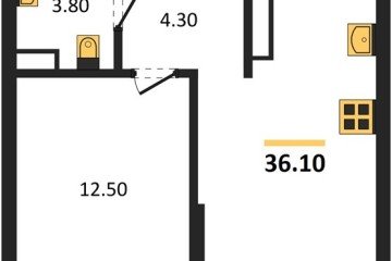 Фото №1: 1-комнатная квартира 36 м², 12/16 эт. - Краснодар, мкр. Догма Парк, ул. Марины Цветаевой, 34