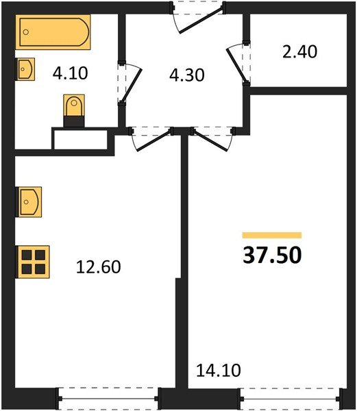 Фото №1: 1-комнатная квартира 37&nbsp;м², 6/16&nbsp;эт. - Краснодар, Прикубанский внутригородской округ, мкр. Догма Парк, ул. Марины Цветаевой, 34