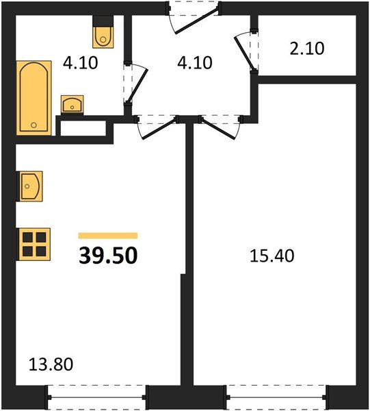 Фото №1: 1-комнатная квартира 39&nbsp;м², 3/16&nbsp;эт. - Краснодар, Прикубанский внутригородской округ, мкр. Догма Парк, ул. Марины Цветаевой, 33