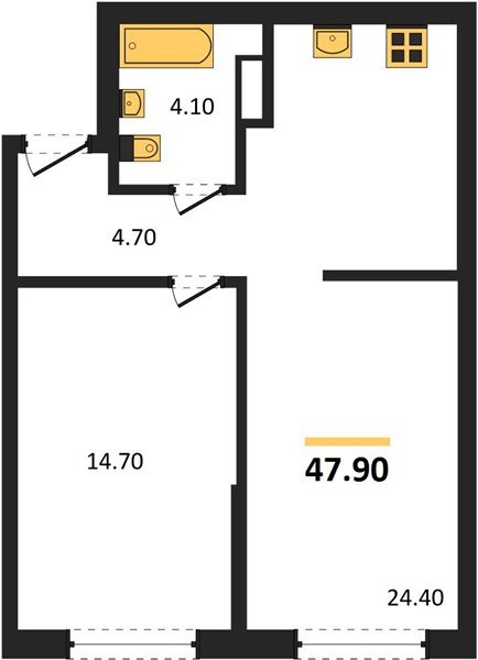 Фото №1: 1-комнатная квартира 47&nbsp;м², 6/16&nbsp;эт. - Краснодар, Прикубанский внутригородской округ, мкр. Догма Парк, ул. Марины Цветаевой, 33