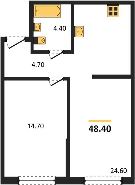 Фото №1: 1-комнатная квартира 48&nbsp;м², 2/16&nbsp;эт. - Краснодар, Прикубанский внутригородской округ, мкр. Догма Парк, ул. Марины Цветаевой, 33