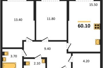 Фото №1: 2-комнатная квартира 60 м², 2/16 эт. - Краснодар, мкр. Догма Парк, ул. Марины Цветаевой, 33