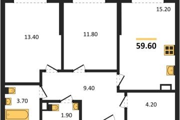 Фото №1: 2-комнатная квартира 59 м², 6/16 эт. - Краснодар, мкр. Догма Парк, ул. Марины Цветаевой, 33