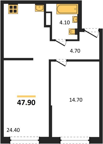 Фото №1: 1-комнатная квартира 47&nbsp;м², 7/16&nbsp;эт. - Краснодар, Прикубанский внутригородской округ, мкр. Догма Парк, ул. Марины Цветаевой, 33