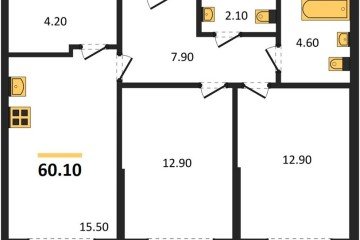 Фото №1: 2-комнатная квартира 60 м², 2/16 эт. - Краснодар, мкр. Догма Парк, ул. Марины Цветаевой, 35